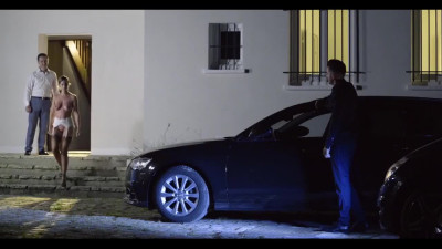 Hubby watches his sexy wife fucks with another man by a car