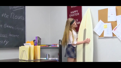 Thin schoolgirl jumped on Teacher's hard cock Right in classroom