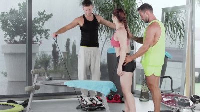 Pawg bae Lucia Love gets double penetrated by two handsome guys in a gym