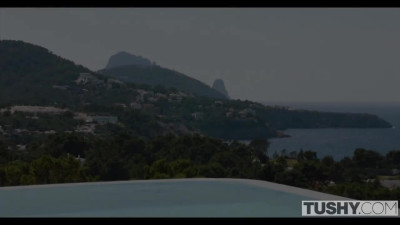 Luxury babes having wild poolside Anal Threesome with Rich Stranger