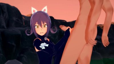 Big-titted kitty has fun with a big dong - Cartoon Porn
