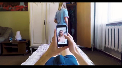 Busty blonde handjobs stepbro's big dong - Amateur POV Porn