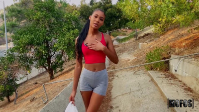 Well-fit Ebony girl gets Facialized after POV interracial sex w Stranger