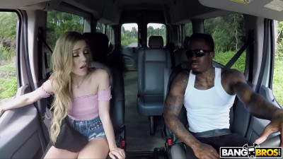 Enslaved teen w Tied hands fucks w Black Stud right in his Van
