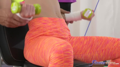 Screw a sporty girl in a gym while husband is away
