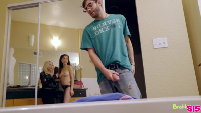 Sexy dolls share Stepbrother's hard cock during Family Celebration
