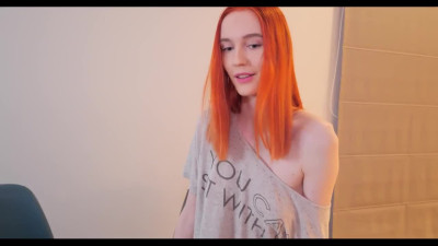Redhead slut pussy filled with hot cum