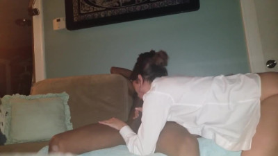 My black stepbrother has gigantic cock which I love to suck and ride