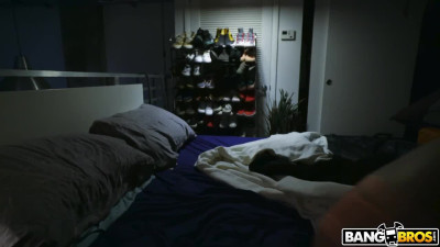 Latina babe Vienna Black takes massive bbc in her tight twat in the middle of the night