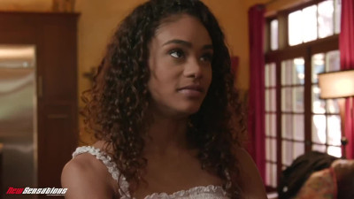 Slender ebony teen Scarlit Scandal gets big white cock