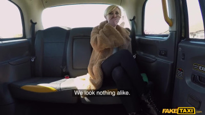 Short haired hooker rides taxi driver's hard cock right in his Car