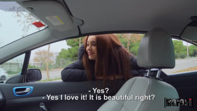 Insatiable redhead rides a dick and swallows cum in the new car