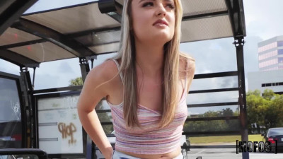 Cute girl sucks stranger's cock in car and swallows hot Cum