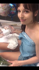 Busty brunette jerking her BF off in hospital