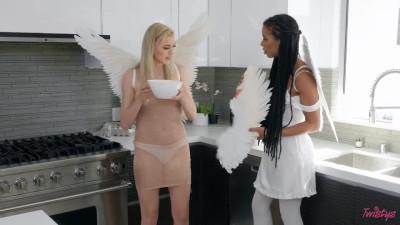 Two fallen angels having awesome lesbian sex