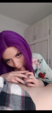 Horny purple-haired girl suck a dick like a pro