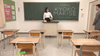 japanese flat-chested teacher with glasses has a quicky right in her workplace.