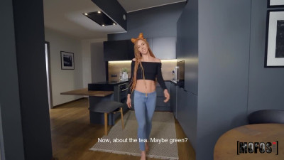 Kinky ginger with long legs fucked in the kitchen - Mofos