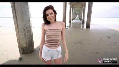 Gorgeous brunette teen sucks cock and gets fucked on her 1st casting