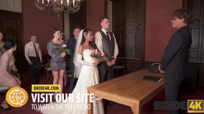 Nervous bride wants to calm her pussy with a big dick of her fiance's friend before the wedding