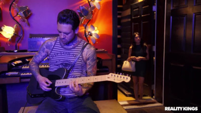 Teach Horny Asian to Play on his Big Leather Guitar