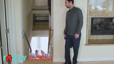 Blonde bitch finally fucked her stepbrother. His cock getting hard in her mouth!