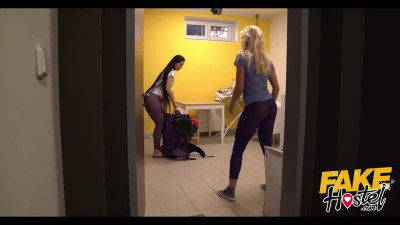 Dirty bitches seduced roommate and offered rough Threesome right in Hostel