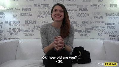 Cute Czech girl tries her hand at the cameraman's cock