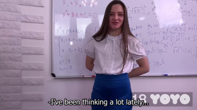 School girl fucks herself on the teacher's desk instead of taking exams