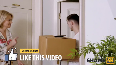 Young muscular Russian guy oils and fucks blonde mature