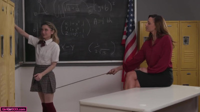 Charming petite schoolgirl has fun with her lesbian teacher
