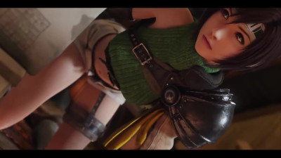 Yuffie is tied up and fucked in her tight shaved 3D pussy