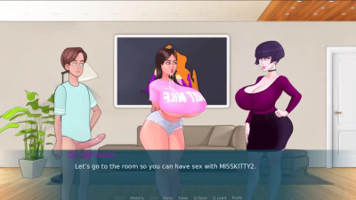Cartoon guy with big cock fucks a brunette girl with ridiculously huge tits and ass