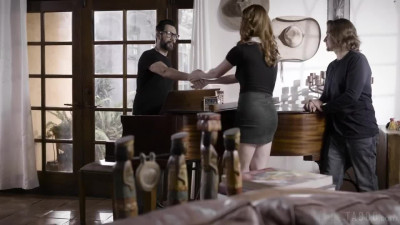 Lacy Lennon with a red-haired pussy in romantic scenes with her boyfriend