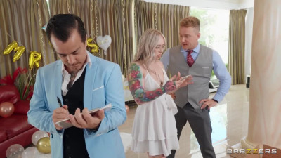 Man Cheats On His Wife With a Sexy Busty Ebony And Curvy Redhead: Hot 3-some On Wedding Anniversary