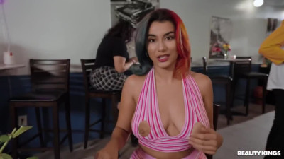 Curvy Buxom Redhead Hottie Lures a Guy In the Public Toilet To Suck And Ride His BBC