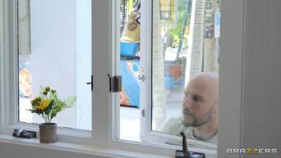 A bald guy was caught sniffing girls's panties and fucks two horny curvy bitches who caught him