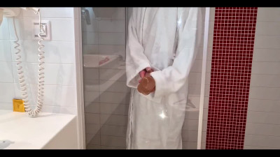 Showering MILF gone wild with her dildo!