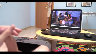 Caught my classmate jerking off on porn and helped him to cum!