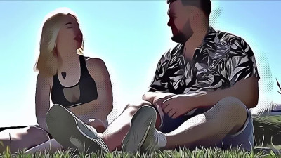 Buxom blonde squirts during fuck with cartoon filter on