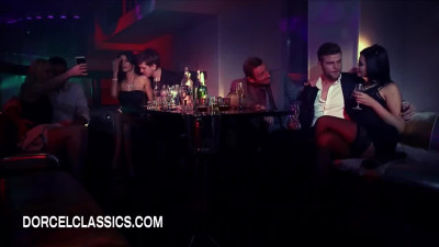 Curvy sluts keep all their holes busy in club orgy