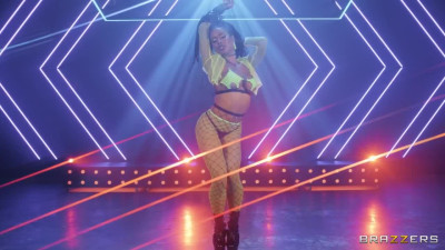 Black bitch drools on dick under neon lights and takes it in anal.