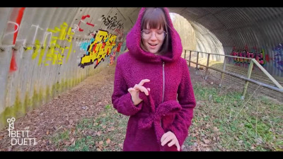 German Cutie Gets a Cumshot On Her Big Booty After Hot Quickie With Her BF In An Abandoned Tunnel