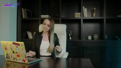 Sexy Busty Fit Blonde Office-girl Fucks Herself In the Ass With a Huge Dildo Right At Her Workplace
