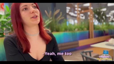 Busty Russian redhead Likabusy was fucked in public toiled with facial