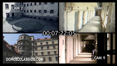 Horny French blonde shared between three hungry inmates