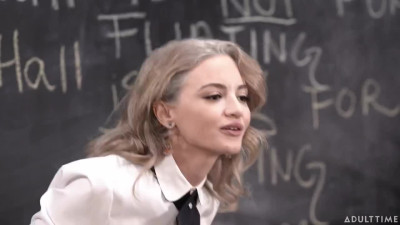 Petite slut gone horny right in the classroom