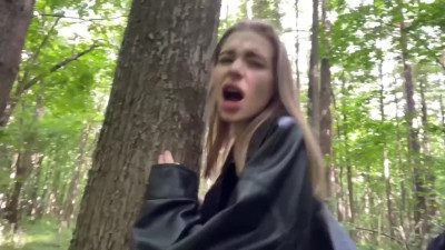 Cute Russian slut caught and fucked in the forest
