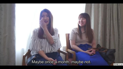 Adorable Japanese sluts examine cock in CFNM