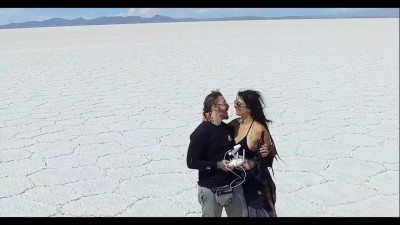 Kinky brunette isn't scared of sucking dick in a sandy desert